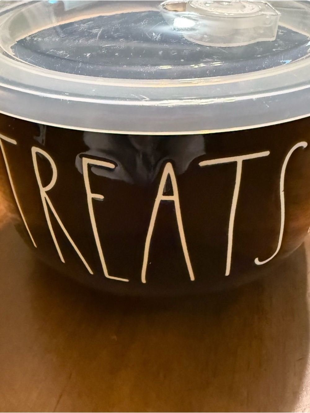 Rae Dunn Black Ceramic 'TREATS' Jar with Lid